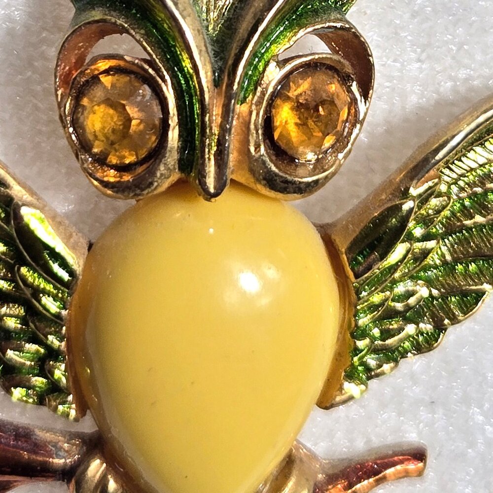 Vintage 60s Jelly Belly Owl Pendant - Retro Whimsical Owl Necklace - Mid-Century - Picture 4 of 6